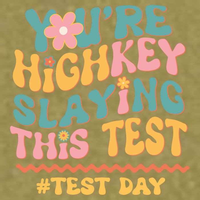 You're Highkey Slaying This Test # TEST DAY Garment-Dyed Women's Muscle Tee