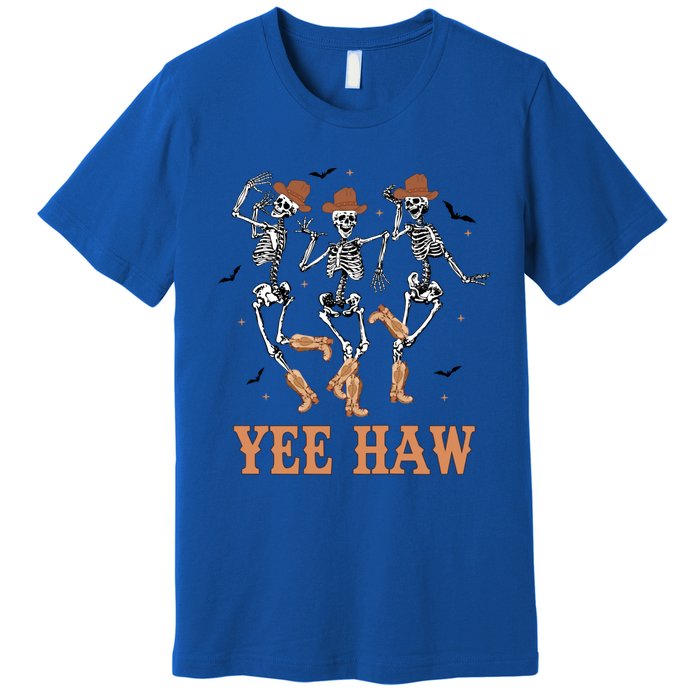 Yee Haw Skeleton Dancing Cow Boots Howdy Western Rodeo Gift Premium T-Shirt