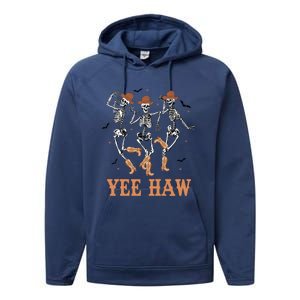 Yee Haw Skeleton Dancing Cow Boots Howdy Western Rodeo Gift Performance Fleece Hoodie