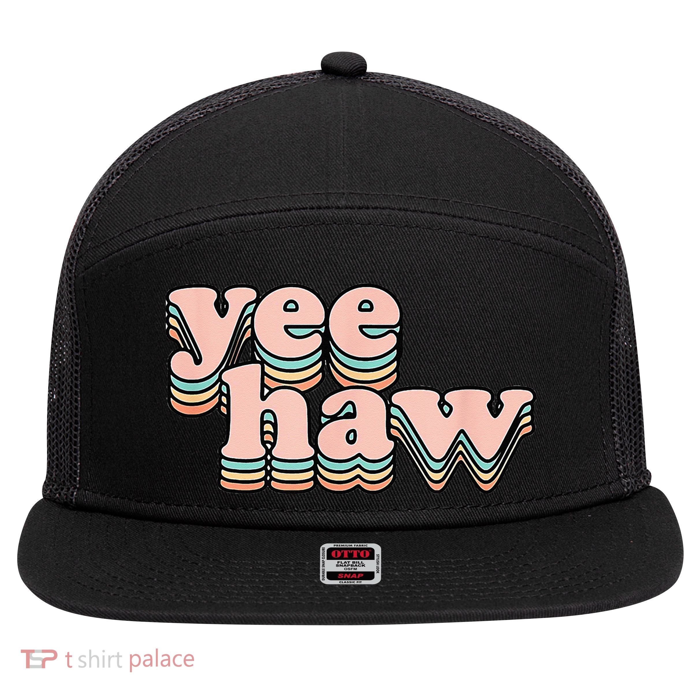 Yeehaw Howdy Space Cow 7 Panel Mesh Trucker Snapback Hat