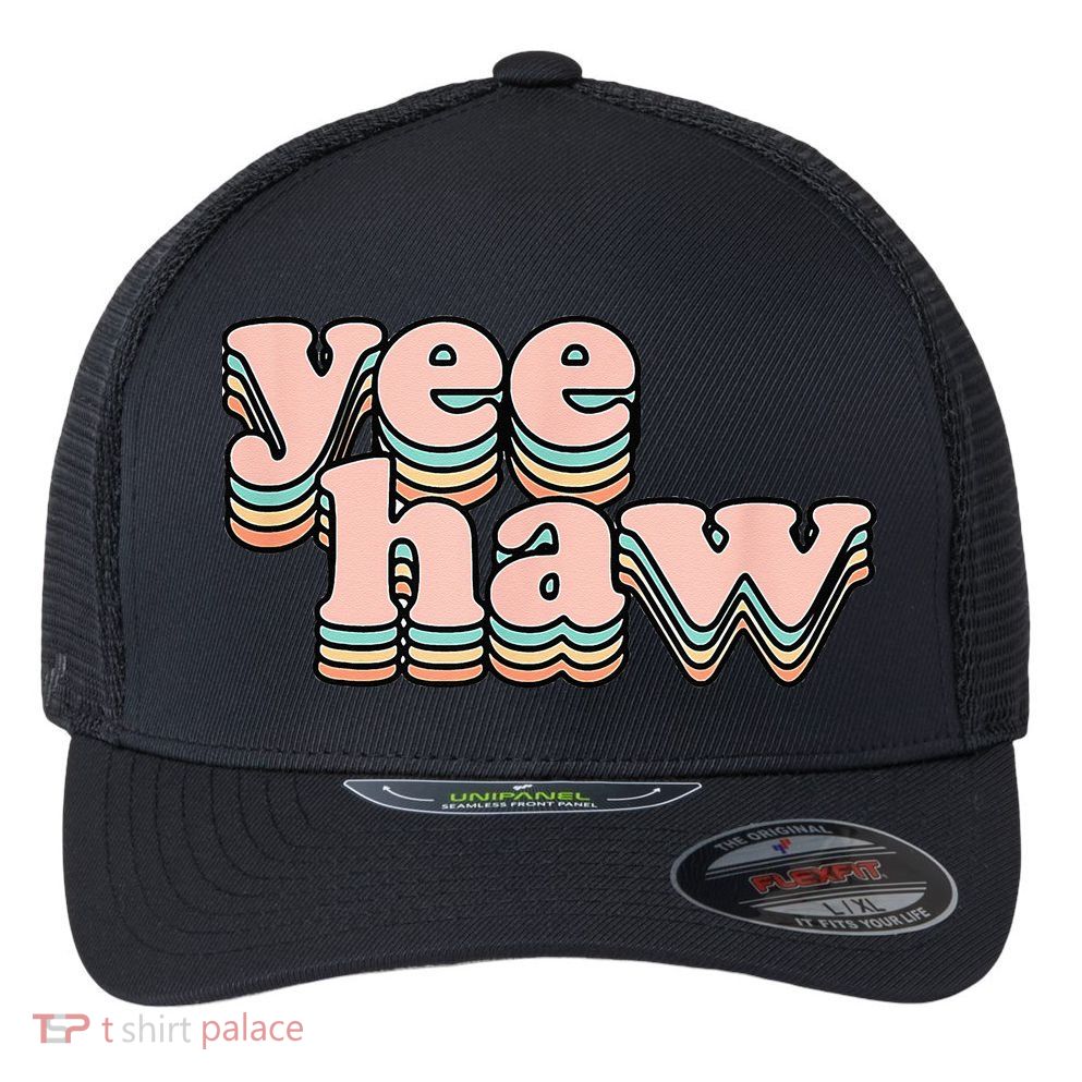 Yeehaw Howdy Space Cow Flexfit Unipanel Trucker Cap