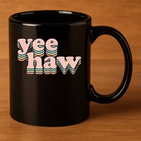 Yeehaw Howdy Space Cow 11oz C Handle Ceramic Mug