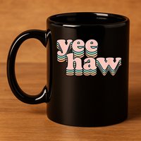 Yeehaw Howdy Space Cow 11oz C Handle Ceramic Mug