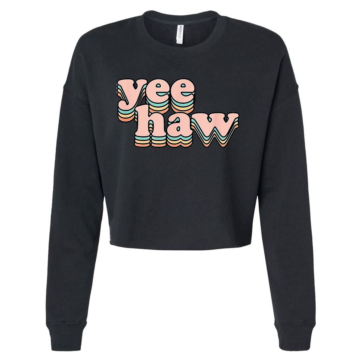 Yeehaw Howdy Space Cow Cropped Pullover Crew