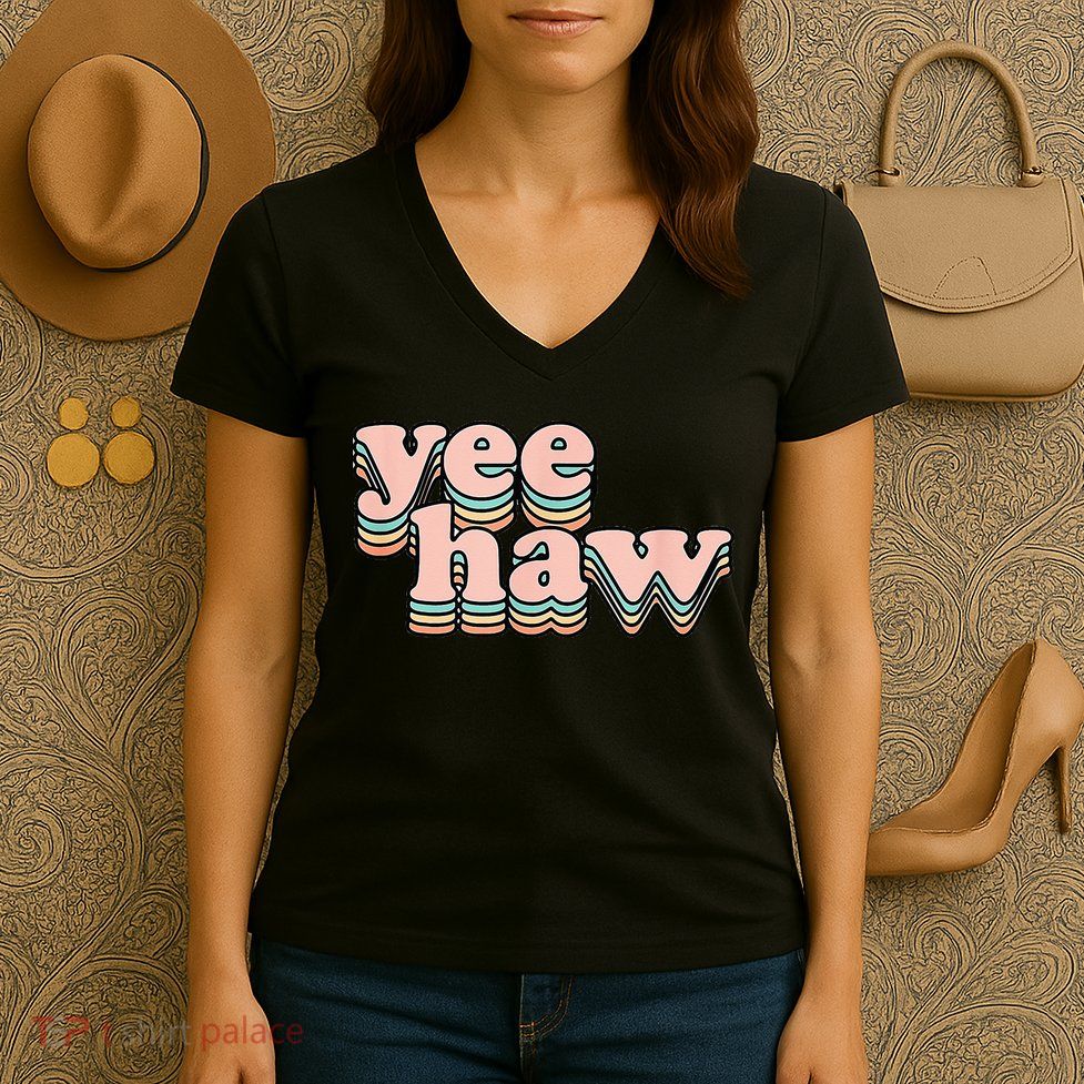 Yeehaw Howdy Space Cow Women's V-Neck T-Shirt
