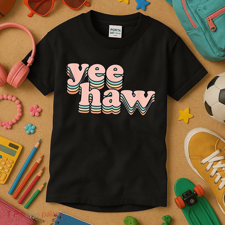 Yeehaw Howdy Space Cow Kids T-Shirt