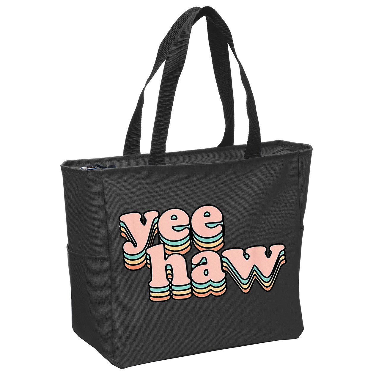 Yeehaw Howdy Space Cow Zip Tote Bag