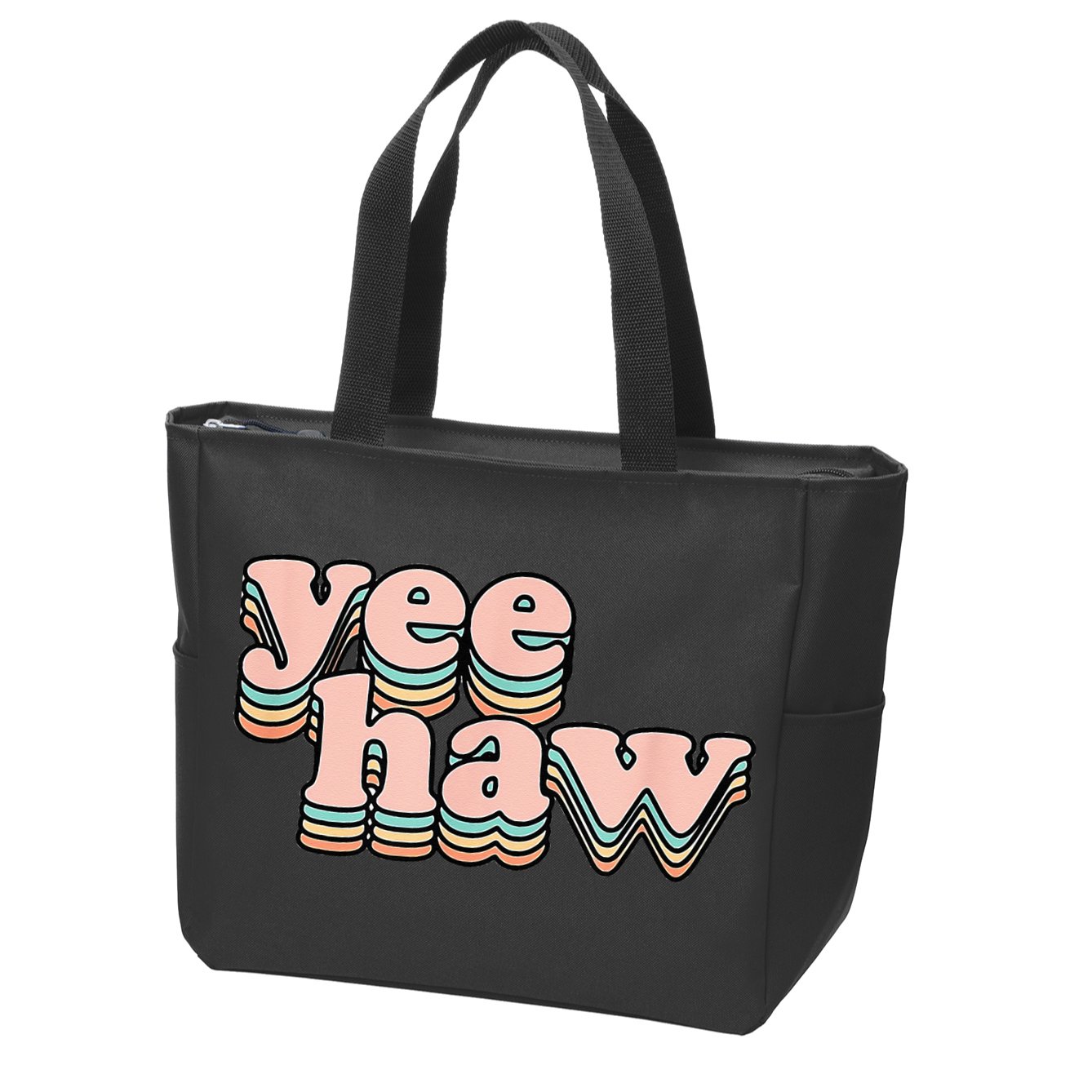 Yeehaw Howdy Space Cow Zip Tote Bag
