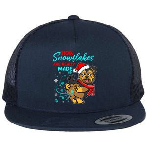 Yorkshire How Snowflakes Are Really Made Funny Dog Christmas Gift Flat Bill Trucker Hat