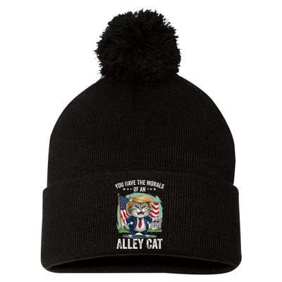 You Have The Morals Of An Alley Cat Funny Biden Joke Pom Pom 12in Knit Beanie