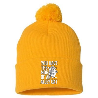 You Have The Morals Of An Alley Cat Funny Debate Pom Pom 12in Knit Beanie