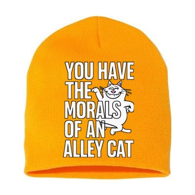 You Have The Morals Of An Alley Cat Funny Debate Short Acrylic Beanie