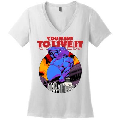 You Have To Live It Kyriakos Grizzly Women's V-Neck T-Shirt