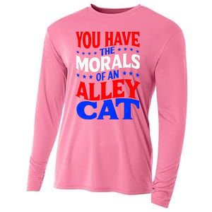 You Have The Morals Of An Alley Cat Funny Debate Cooling Performance Long Sleeve Crew