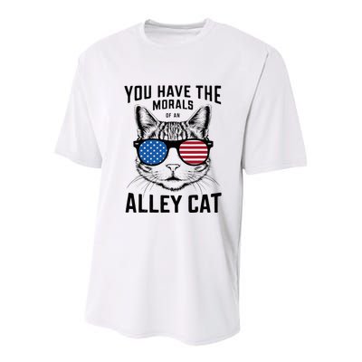 You Have The Morals Of An Alley Cat Funny Joke Youth Performance Sprint T-Shirt