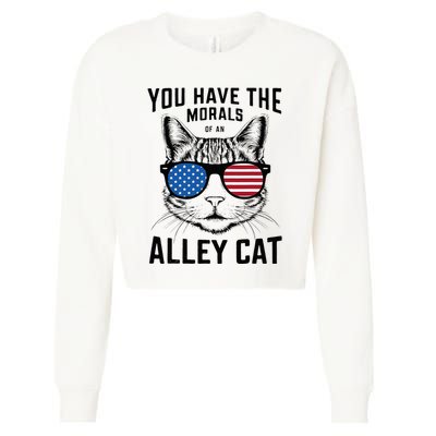 You Have The Morals Of An Alley Cat Funny Joke Cropped Pullover Crew