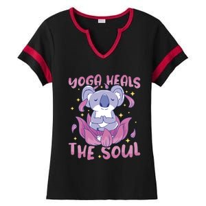 Yoga Heals The Soul Yoga Instructor Meditation Yoga Gift Ladies Halftime Notch Neck Tee