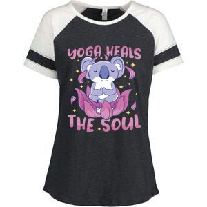 Yoga Heals The Soul Yoga Instructor Meditation Yoga Gift Enza Ladies Jersey Colorblock Tee