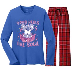 Yoga Heals The Soul Yoga Instructor Meditation Yoga Gift Women's Long Sleeve Flannel Pajama Set 