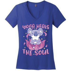 Yoga Heals The Soul Yoga Instructor Meditation Yoga Gift Women's V-Neck T-Shirt