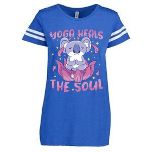 Yoga Heals The Soul Yoga Instructor Meditation Yoga Gift Enza Ladies Jersey Football T-Shirt