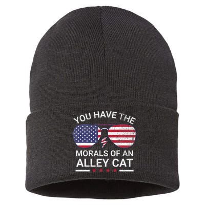 You Have The Morals Of An Alley Cat Funny Joke Sustainable Knit Beanie