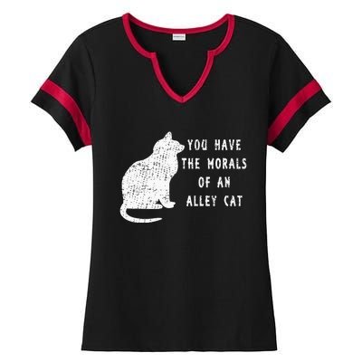 You Have The Morals Of An Alley Cat Funny Biden Ladies Halftime Notch Neck Tee