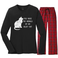 You Have The Morals Of An Alley Cat Funny Biden Women's Long Sleeve Flannel Pajama Set 