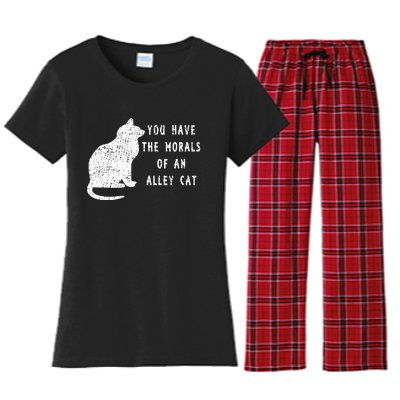 You Have The Morals Of An Alley Cat Funny Biden Women's Flannel Pajama Set