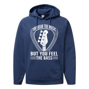 You Hear The Music But You Feel The Bass Guitar Player Cool Gift Performance Fleece Hoodie