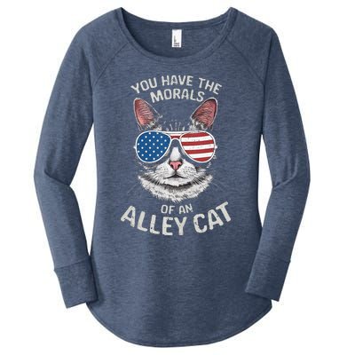 You Have The Morals Of An Alley Cat Funny Cat Women's Perfect Tri Tunic Long Sleeve Shirt