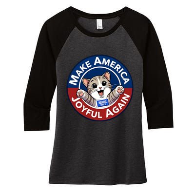 Yesica Harris Walz Make American Joyful Again Women's Tri-Blend 3/4-Sleeve Raglan Shirt