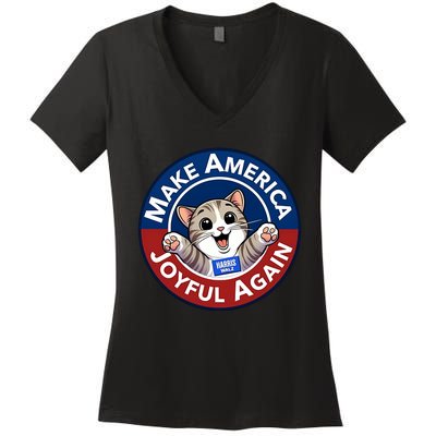 Yesica Harris Walz Make American Joyful Again Women's V-Neck T-Shirt