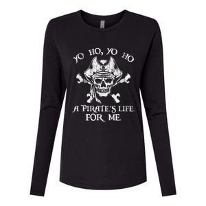 Yo Ho Yo Ho A PirateS Life For Me Skulls Womens Cotton Relaxed Long Sleeve T-Shirt