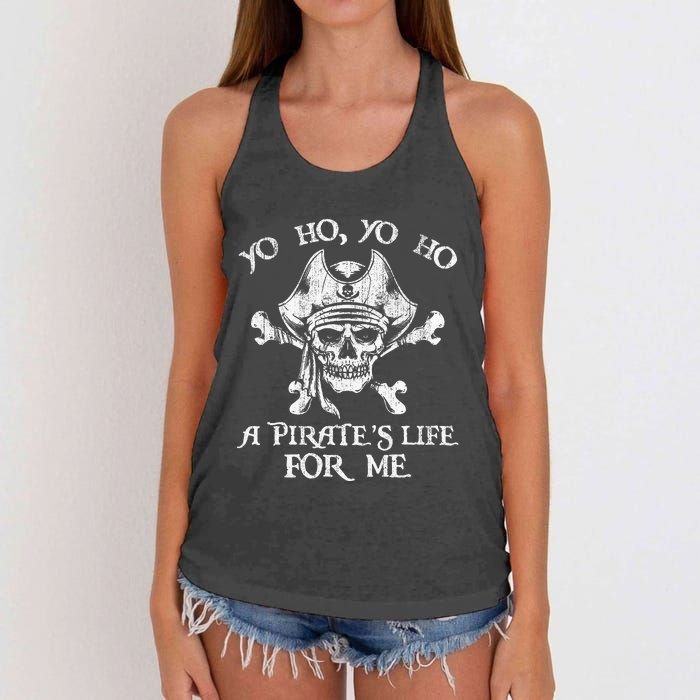 Yo Ho Yo Ho A PirateS Life For Me Skulls Women's Knotted Racerback Tank