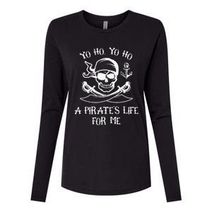 Yo Ho Yo Ho A Pirate's Life For Me Spooky Skeleton Pirate Womens Cotton Relaxed Long Sleeve T-Shirt