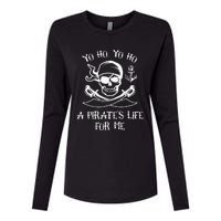 Yo Ho Yo Ho A Pirate's Life For Me Spooky Skeleton Pirate Womens Cotton Relaxed Long Sleeve T-Shirt