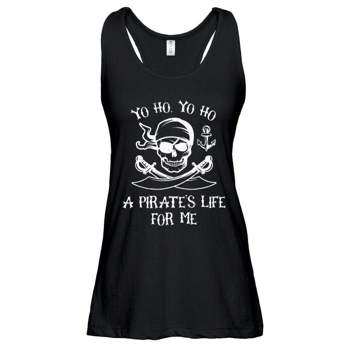 Yo Ho Yo Ho A Pirate's Life For Me Spooky Skeleton Pirate Ladies Essential Flowy Tank