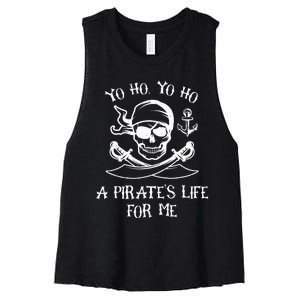 Yo Ho Yo Ho A Pirate's Life For Me Spooky Skeleton Pirate Women's Racerback Cropped Tank