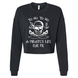 Yo Ho Yo Ho A Pirate's Life For Me Spooky Skeleton Pirate Cropped Pullover Crew