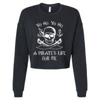 Yo Ho Yo Ho A Pirate's Life For Me Spooky Skeleton Pirate Cropped Pullover Crew