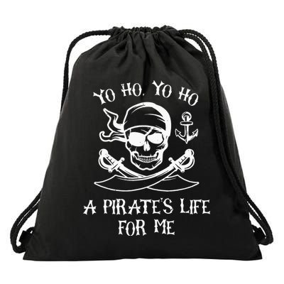 Yo Ho Yo Ho A Pirates Life For Me Spooky Skeleton Pirate Drawstring Bag