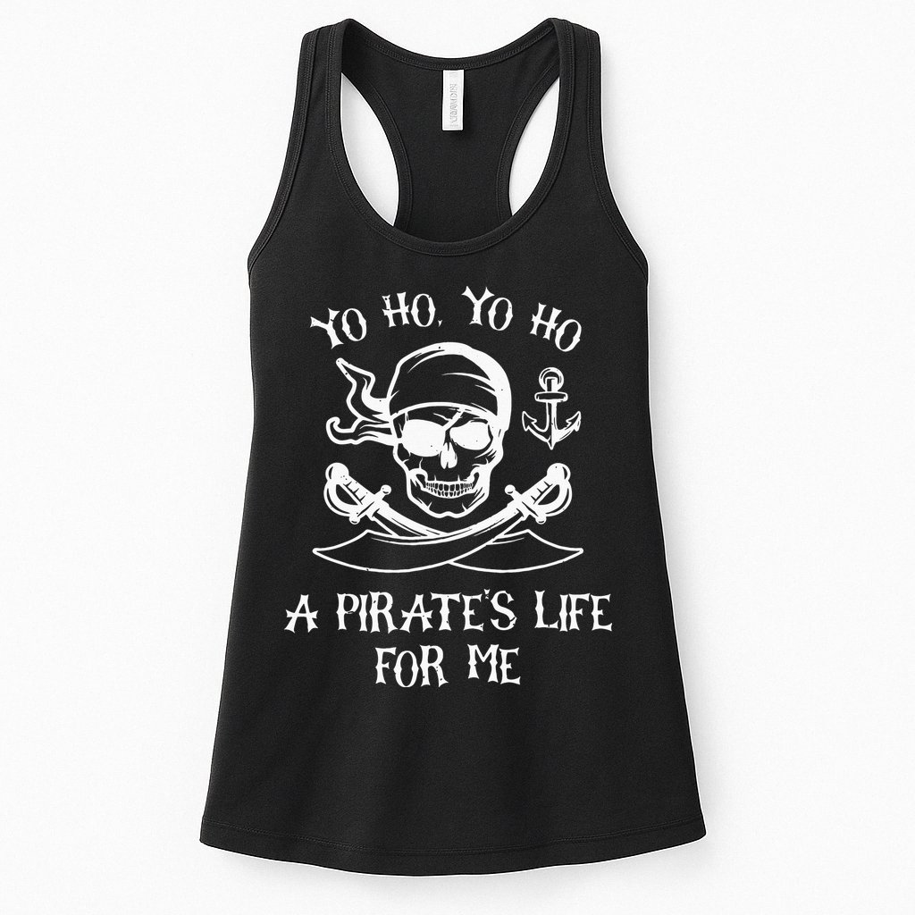 Yo Ho Yo Ho A Pirates Life For Me Spooky Skeleton Pirate Womens Tank Top