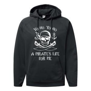 Yo Ho Yo Ho A Pirate's Life For Me Spooky Skeleton Pirate Performance Fleece Hoodie