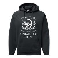 Yo Ho Yo Ho A Pirate's Life For Me Spooky Skeleton Pirate Performance Fleece Hoodie