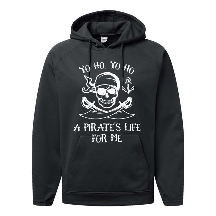 Yo Ho Yo Ho A Pirate's Life For Me Spooky Skeleton Pirate Performance Fleece Hoodie