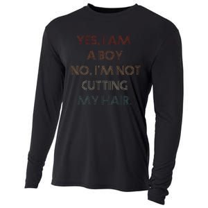 Yes I Am A Boy No IM Not Cutting My Long Hair Cooling Performance Long Sleeve Crew