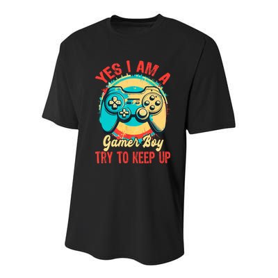 Yes I'm A Gamer Try To Keep Up Youth Performance Sprint T-Shirt