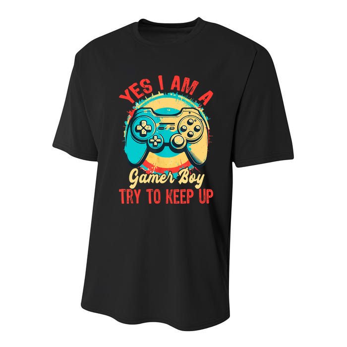 Yes I'm A Gamer Try To Keep Up Youth Performance Sprint T-Shirt