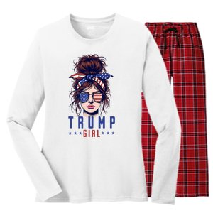 Yes IM A Trump Girl Get Over It Trump 2024 Election Women's Long Sleeve Flannel Pajama Set 